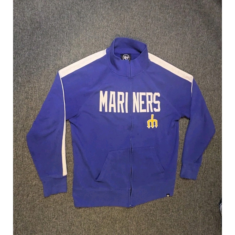 47 Brand Seattle Mariners Mens Rundown Sport Track Jacket XL Royal Blue Baseball